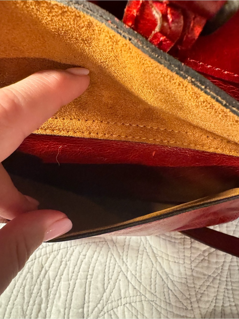 Patricia Nash Bolsena Red Distressed Leather Tote Shoulder Bag Vintage Inspired - Picture 10 of 15